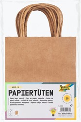 Papieren zakjes met handvat 125g/m² 18x21x8cm kraft naturel set à 20 stuks