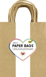 Papieren zakjes met handvat 125g/m² 18x21x8cm kraft naturel set à 20 stuks