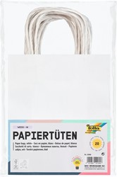 Papieren zakjes met handvat 110g/m² 18x21x8cm kraft wit set à 20 stuks