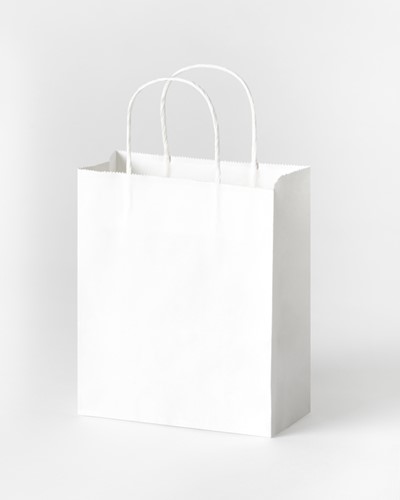 Papieren zakjes met handvat 110g/m² 18x21x8cm kraft wit set à 20 stuks-2