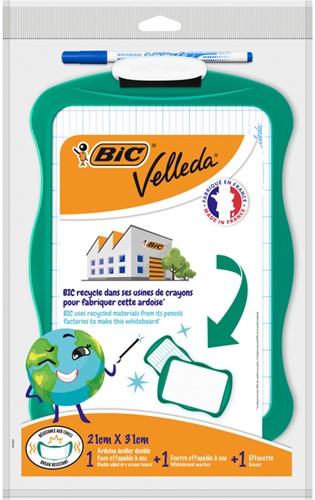 Whiteboard Bic Velleda recycled 21x31cm + stift + wisser