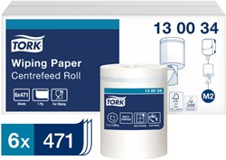 Poetsrol Tork M2 130034 1laags 19,5cmx165m wit 6rollen