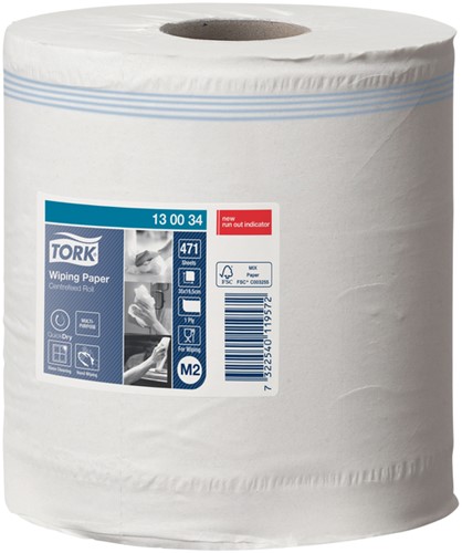 Poetsrol Tork M2 130034 1laags 19,5cmx165m wit 6rollen-2