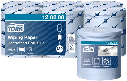 Poetsrol Tork M2 128208 1laags 20cmx320m blauw 6rollen