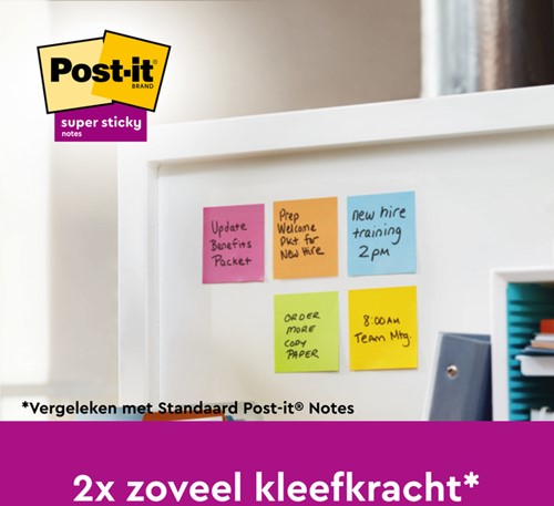 Post-it memoblokje  76x 76mm 654-SS-VP24COL-EU Super Sticky assorti pak/24-3