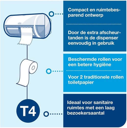 Dispenser Tork T4 557008 toiletpapierdispenser zwart-3