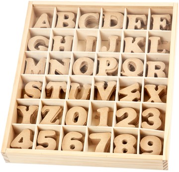 Letters & cijfers Creotime hout 4cm assorti ds/288
