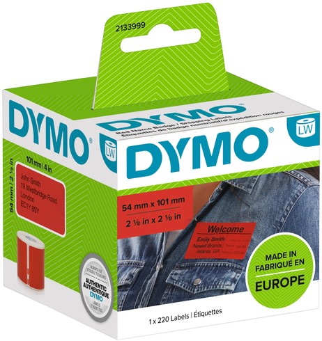 Etiket Dymo  54x101mm Badge 2133399 zwart/rood rol/220