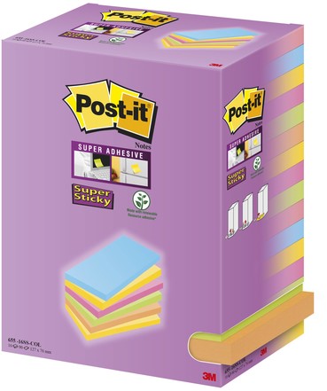 Post-it memoblokje  76x127mm 655-16SS-COL color notes pak/16