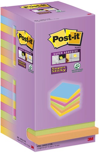 Post-it memoblokje  76x 76mm 654-16SS-COL color notes pak/16
