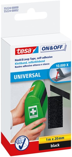 Klittenband tesa on & off 55224 20mm x 1m zwart