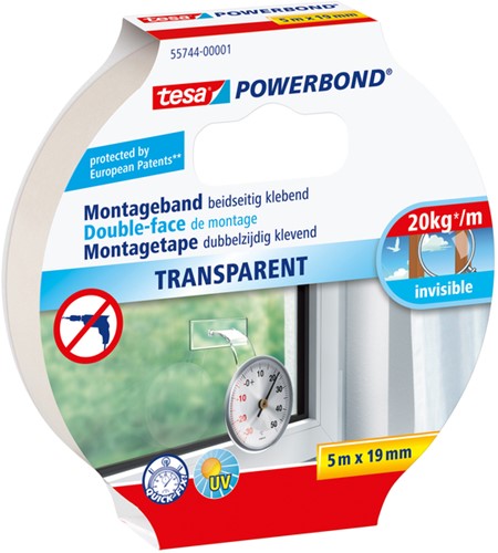 Powerbond Tesa 55744 montagetape transparant 19mmx5m