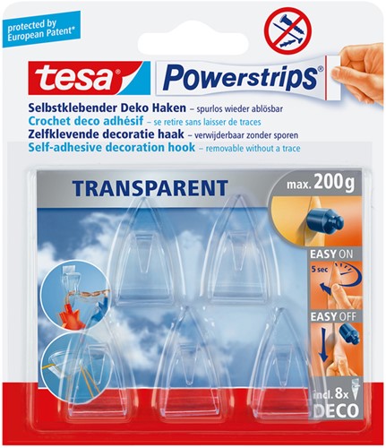Klevende haak Tesa 58900 deco power transparant 5/st