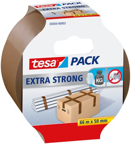 Verpakkingstape Tesa 50mmx66m 05050 bruin extra sterk PVC
