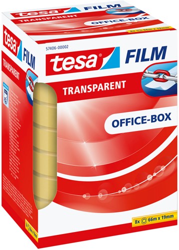 Plakband Tesa film 19mmx66m transparant pk/8