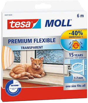 Tochtstrip Tesa Moll 05417 flexibel 6m transparant