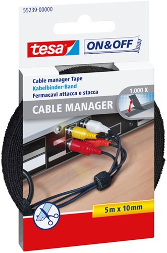 Kabelmanager Tesa On & Off 55239 10mmx5m zwart