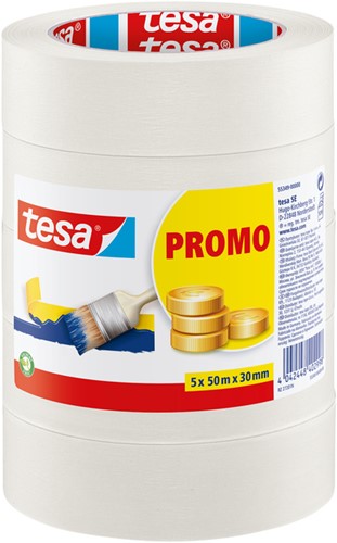 Afplaktape Tesa Basic 55349 promo 50mmx50m 5/st