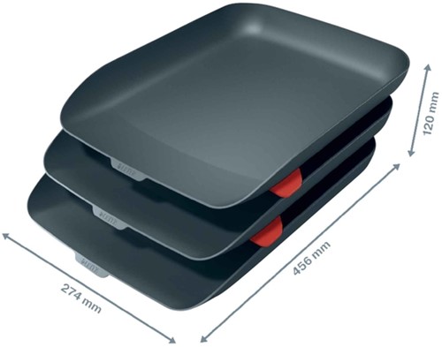 Brievenbak Leitz Cosy 3 stuks grijs-2