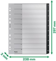 Tabblad Leitz Recycle A4 11-gaats 1-10 extra breed PP-2