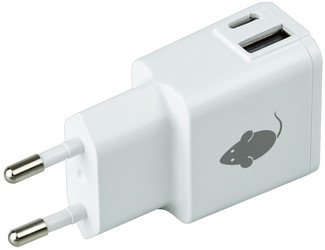 Oplader Green Mouse duo USB-C en USB-A  2.4A wit