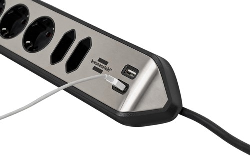 Tafelcontactdoos Brennenstuhl Estilo 6-voudig incl. 2 USB 200cm zwart zilver-3