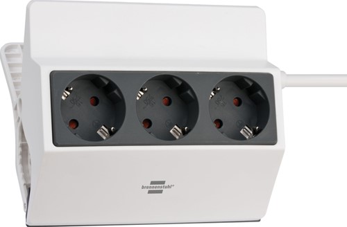Tafelcontactdoos Brennenstuhl klembaar 3-voudig 300cm grijs wit
