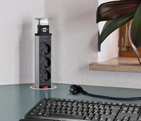 Stekkerdoos Brennenstuhl toren 3-voudig 200cm zwart zilver-2