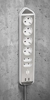 Tafelcontactdoos Brennenstuhl Estilo 6-voudig incl. 2 USB 200cm wit zilver-2