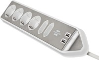 Tafelcontactdoos Brennenstuhl Estilo 6-voudig incl. 2 USB 200cm wit zilver-2