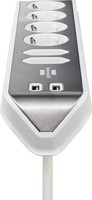 Tafelcontactdoos Brennenstuhl Estilo 6-voudig incl. 2 USB 200cm wit zilver-3