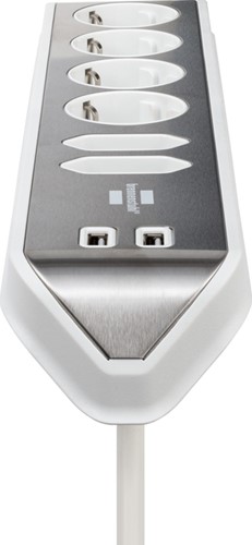 Tafelcontactdoos Brennenstuhl Estilo 6-voudig incl. 2 USB 200cm wit zilver-3