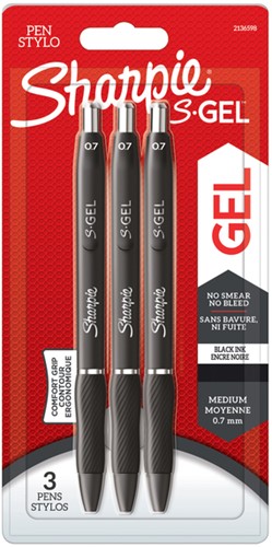 Gelschrijver Sharpie 0,7mm zwart pk/3