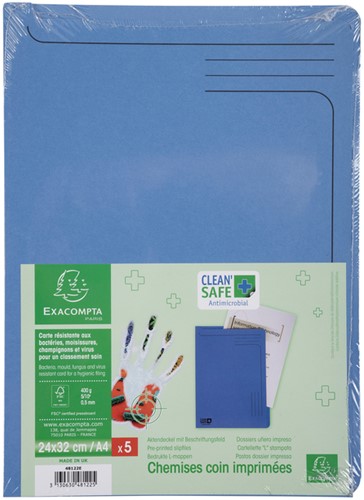 Insteekmap L-map Exacompta Clean'Safe blauw pk/5-3