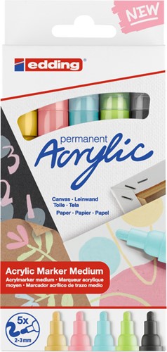 Acrylmarker edding e-5100 medium basis kleur pk/5