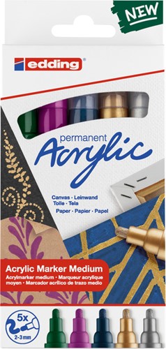 Acrylmarker edding e-5100 medium metallic kleur pk/5
