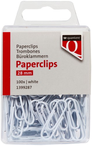 Paperclip Quantore 28mm wit 100 stuks