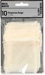 Organza zakjes Creotime 7x10cm off-white