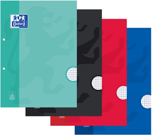 Cursusblok Oxford School A4 2-gaats ruit 5mm 100vel assorti