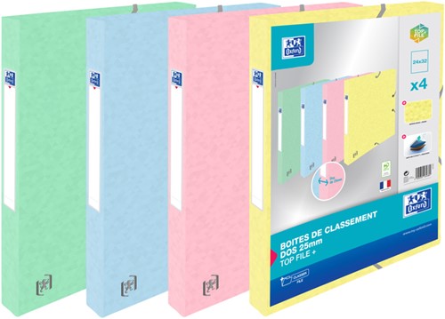 Elastobox Oxford Top File+ A4 25mm pastel assorti pk/4