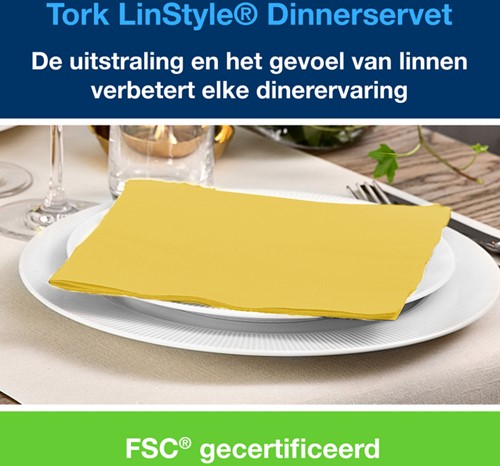 Servetten Tork 478859 LinStyle Dinner 39x39cm mosterd 50st-2