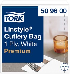 Servetten Tork 509600 LinStyle Pochette 19.5x9.8cm wit 50st