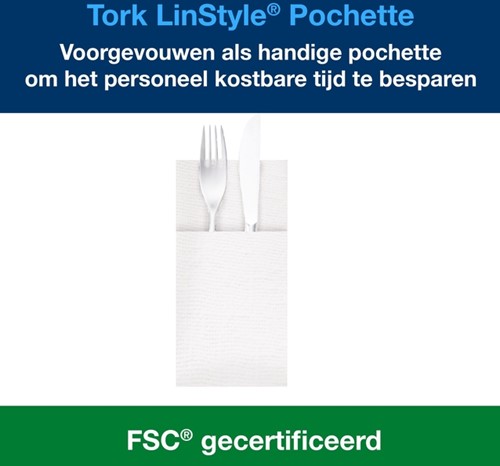 Servetten Tork 509600 LinStyle Pochette 19.5x9.8cm wit 50st-2