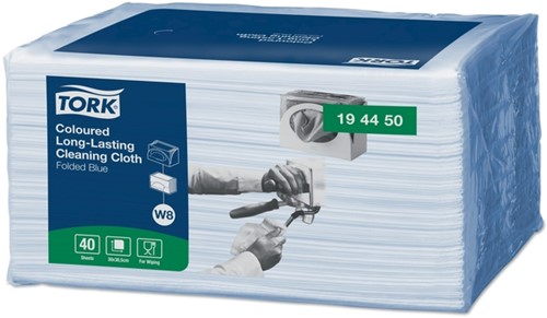 Reinigingsdoek Tork W8 194450 gevouwen blauw 40vel