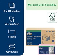 Reinigingsdoek Tork W8 194750 gevouwen rood 40vel-3