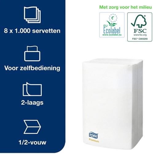 Servet Tork Xpressnap extra zacht 21.3×16.5 wit 1000st-2