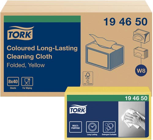 Reinigingsdoek Tork W8 194650 gevouwen geel 40vel