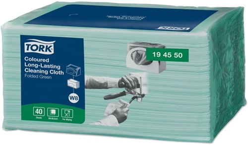 Reinigingsdoek Tork W8 194550 gevouwen groen 40vel