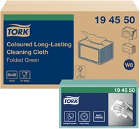 Reinigingsdoek Tork W8 194550 gevouwen groen 40vel-2