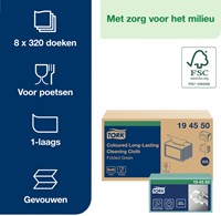 Reinigingsdoek Tork W8 194550 gevouwen groen 40vel-3